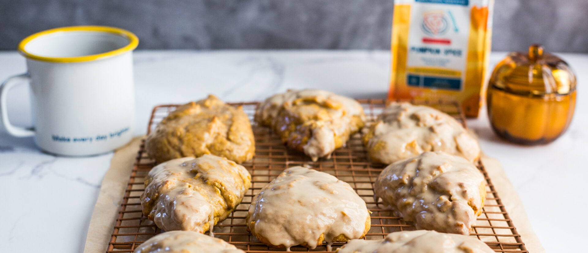 pumpkin scones on a drying rack
