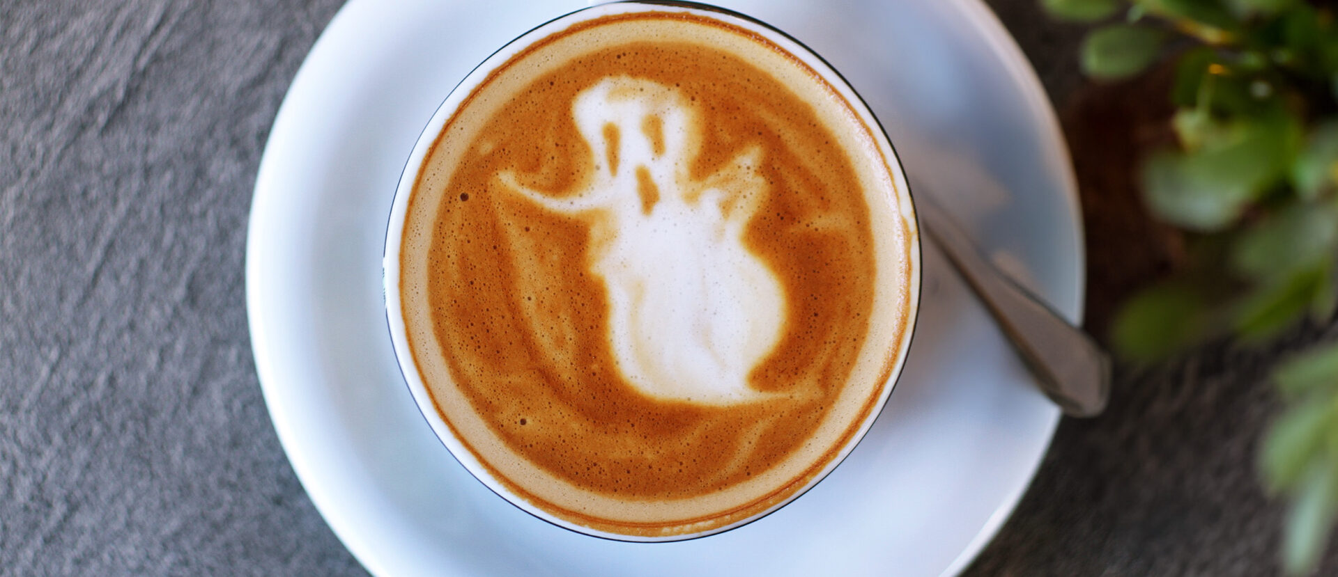 coffee with ghost created as latte art