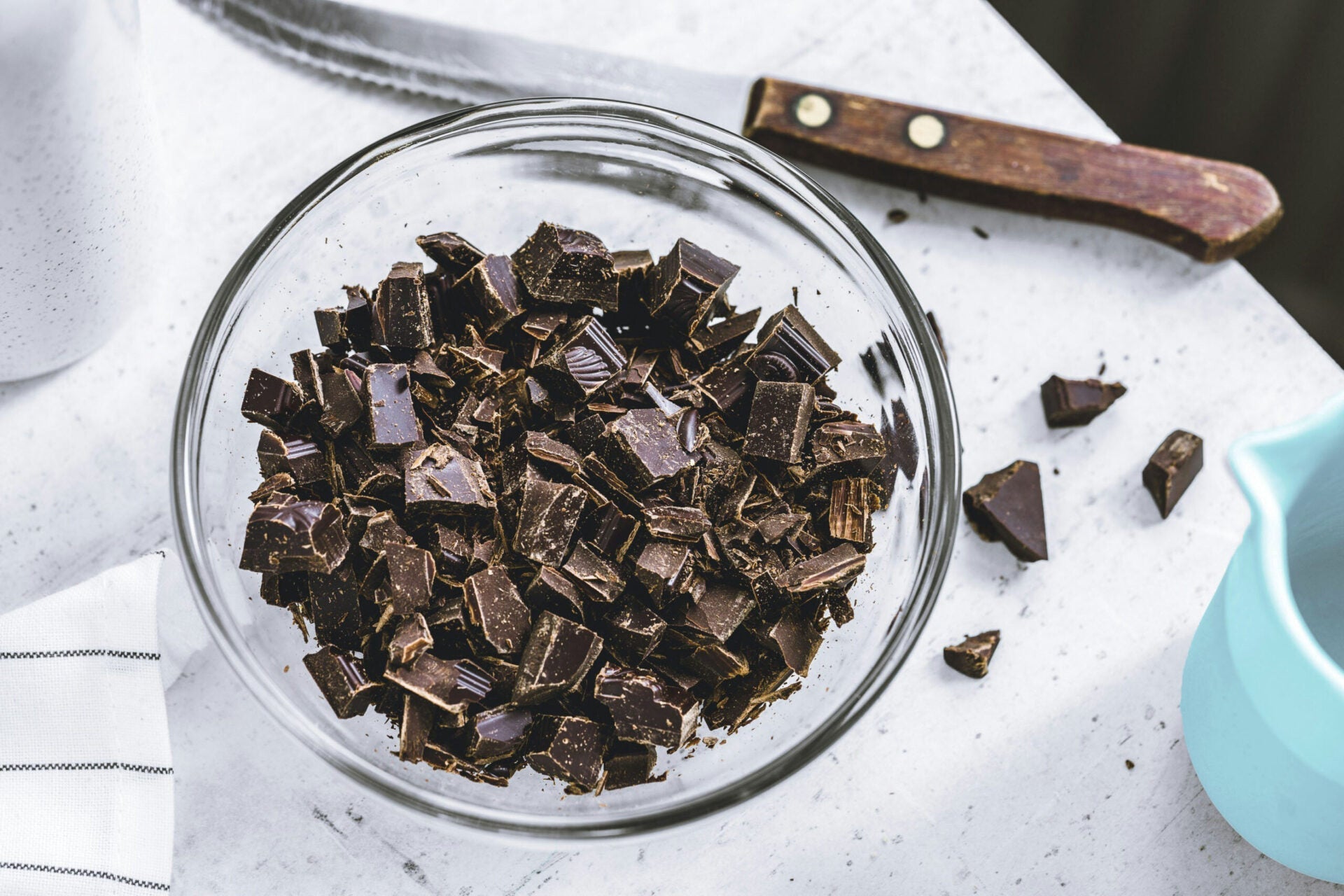 dark chocolate in the bowl