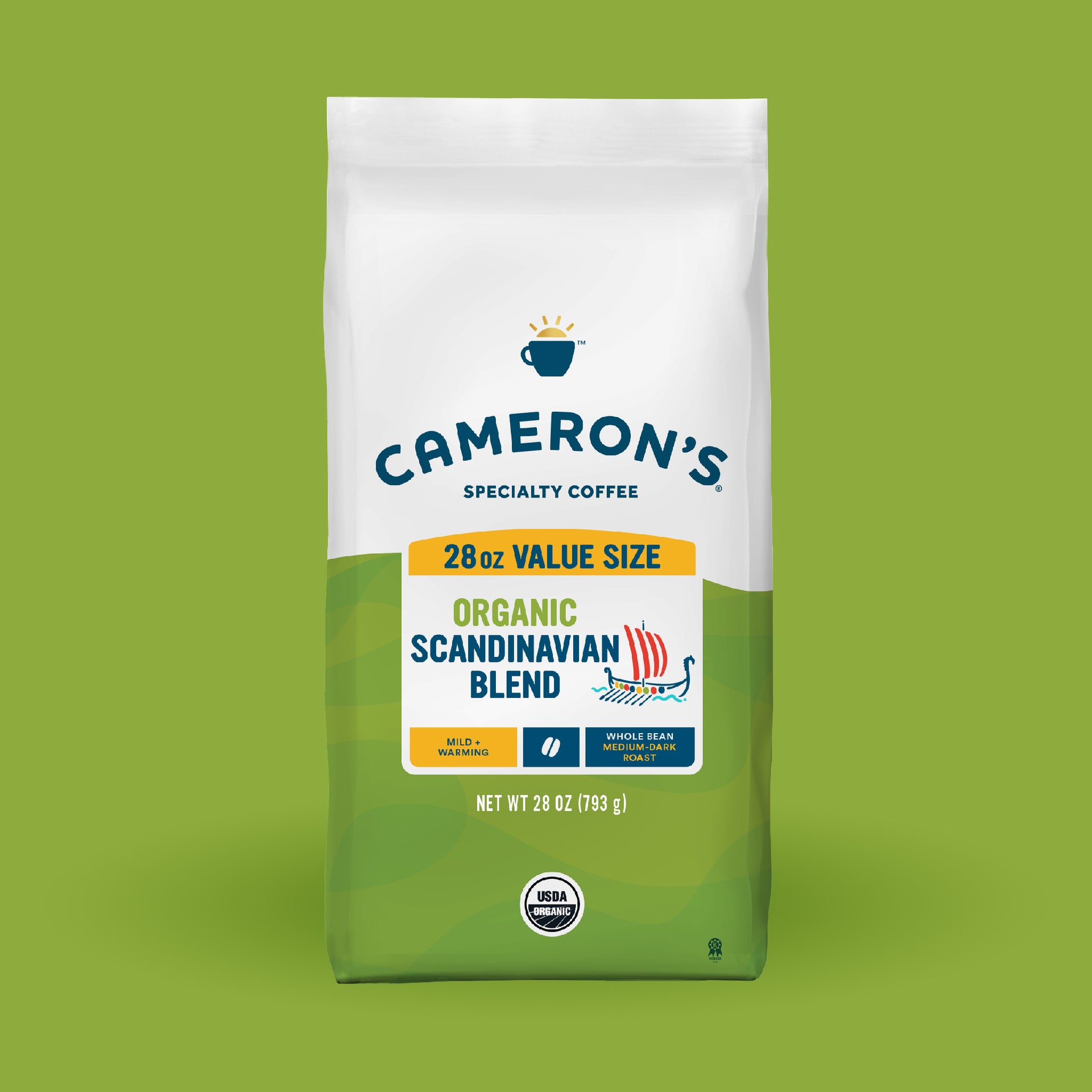 Organic Scandinavian Blend Whole Bean / 28 oz / Single