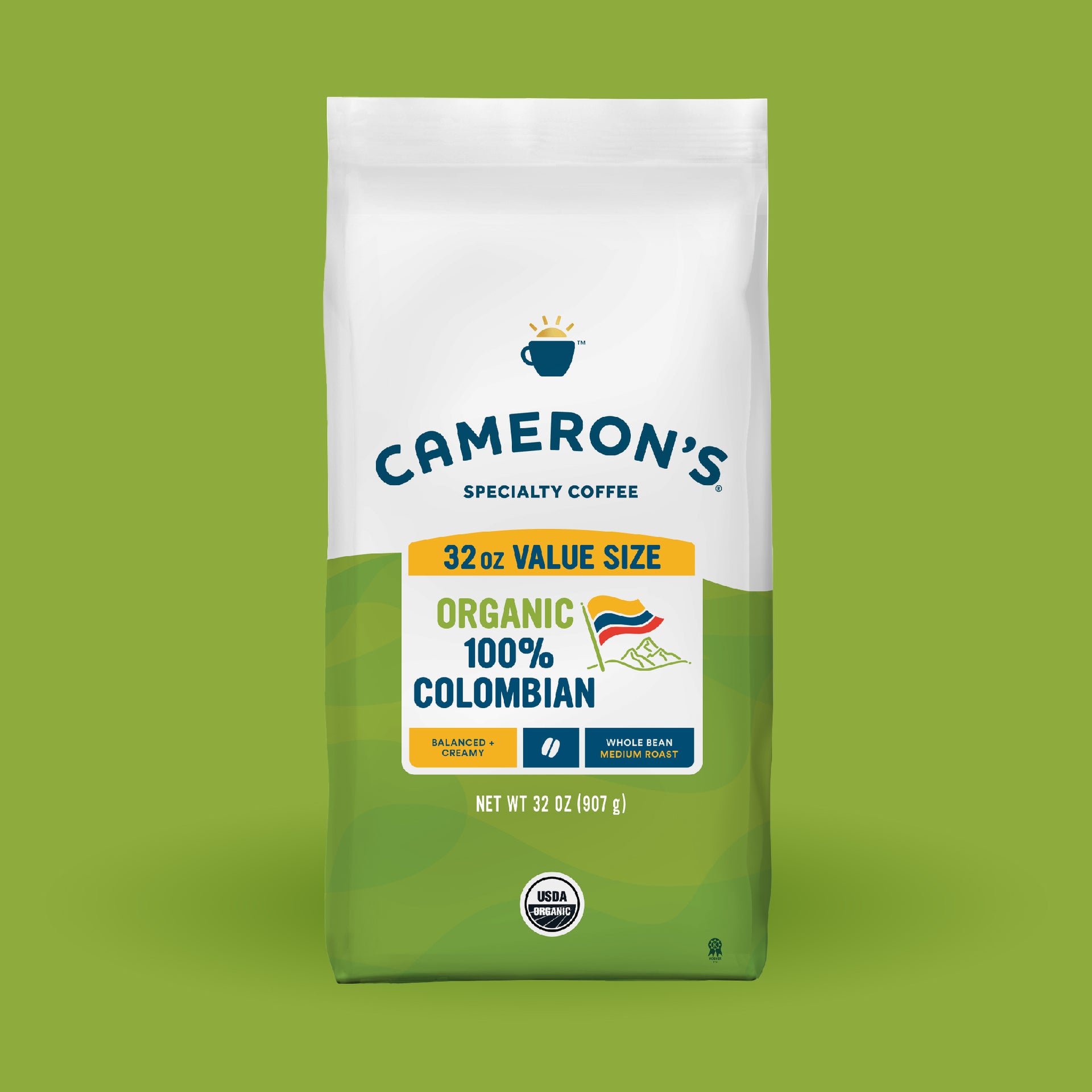 Organic 100% Colombian Whole Bean / 32 oz / Single
