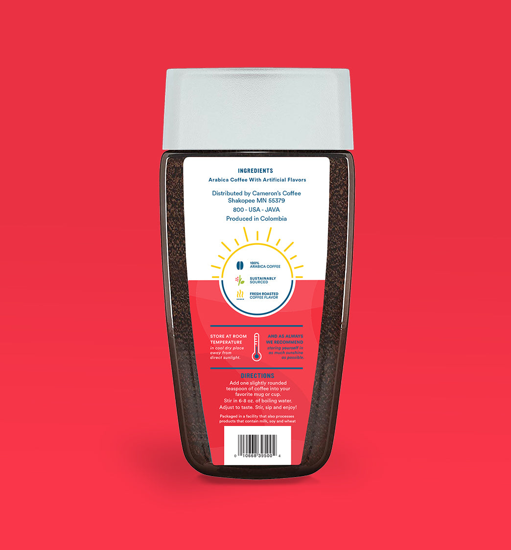 Cameron's Coffee Vanilla Hazelnut Instant Coffee Prep Instructions