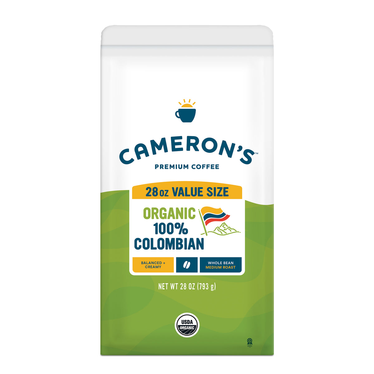 Organic 100% Colombian Whole Bean / 28 oz / Single