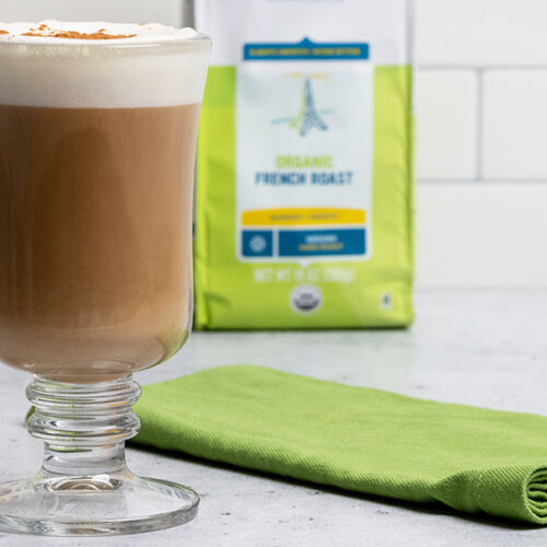 Cameron's Coffee Irish Coffee in mug with Green Dish Towel