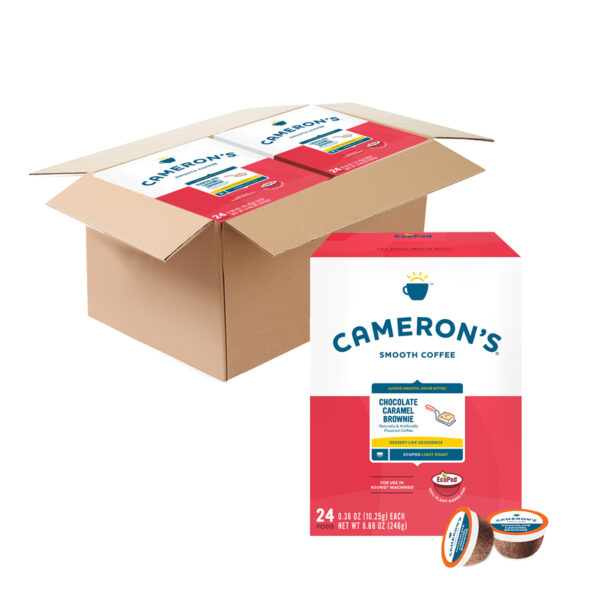 A box of Chocolate Caramel Brownie Ecopods