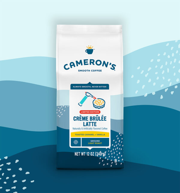 Cameron's Coffee Creme Brulee Latte 12oz Ground; Case of 6