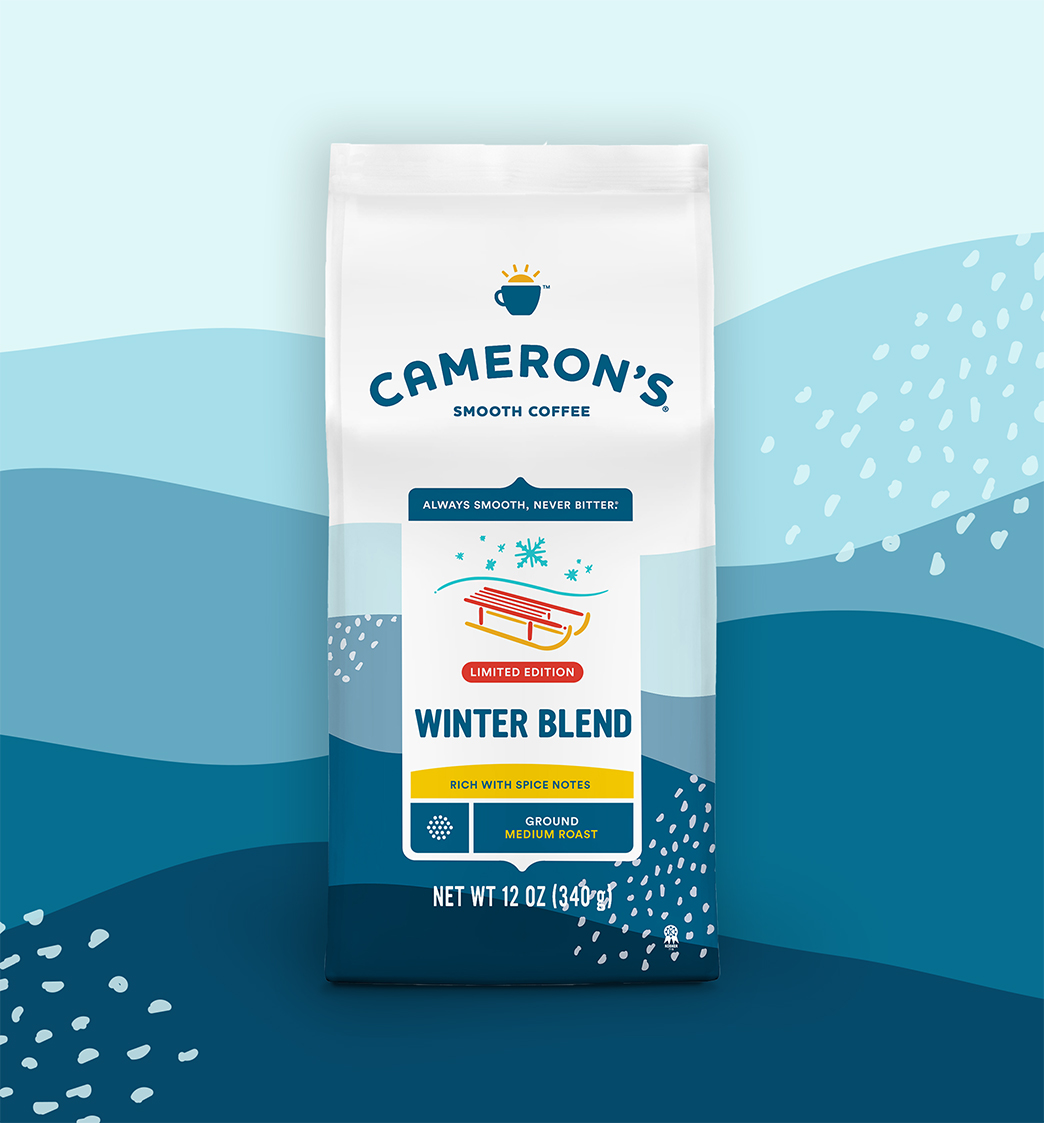 camerons-coffee-winter-blend-GD-12oz Cameron's Coffee Winter Blend Ground Coffee; 12oz Bag, Case of 6