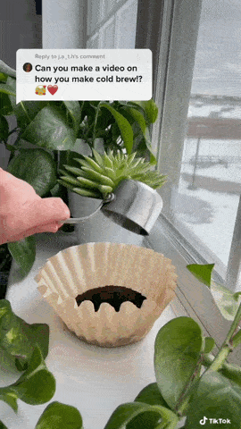 gif of a person making cold brew coffee bags