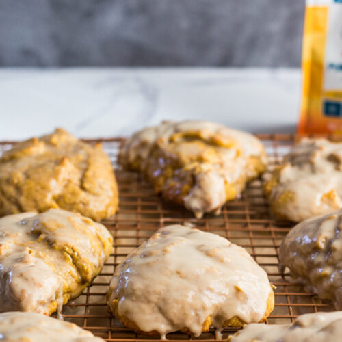 pumpkin scones on a drying rack