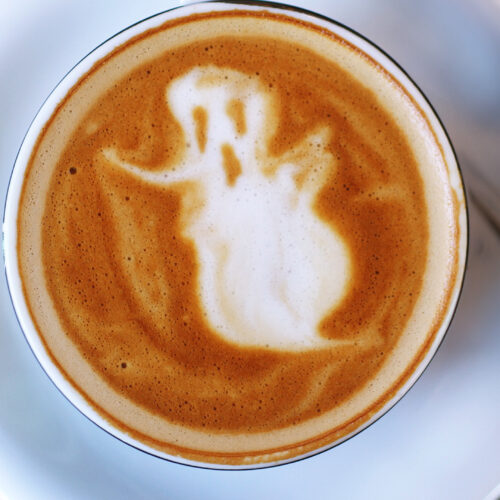 coffee with ghost created as latte art